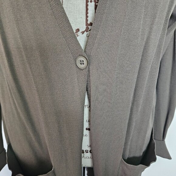 Khaki long cardigan/duster - Picture 2 of 12